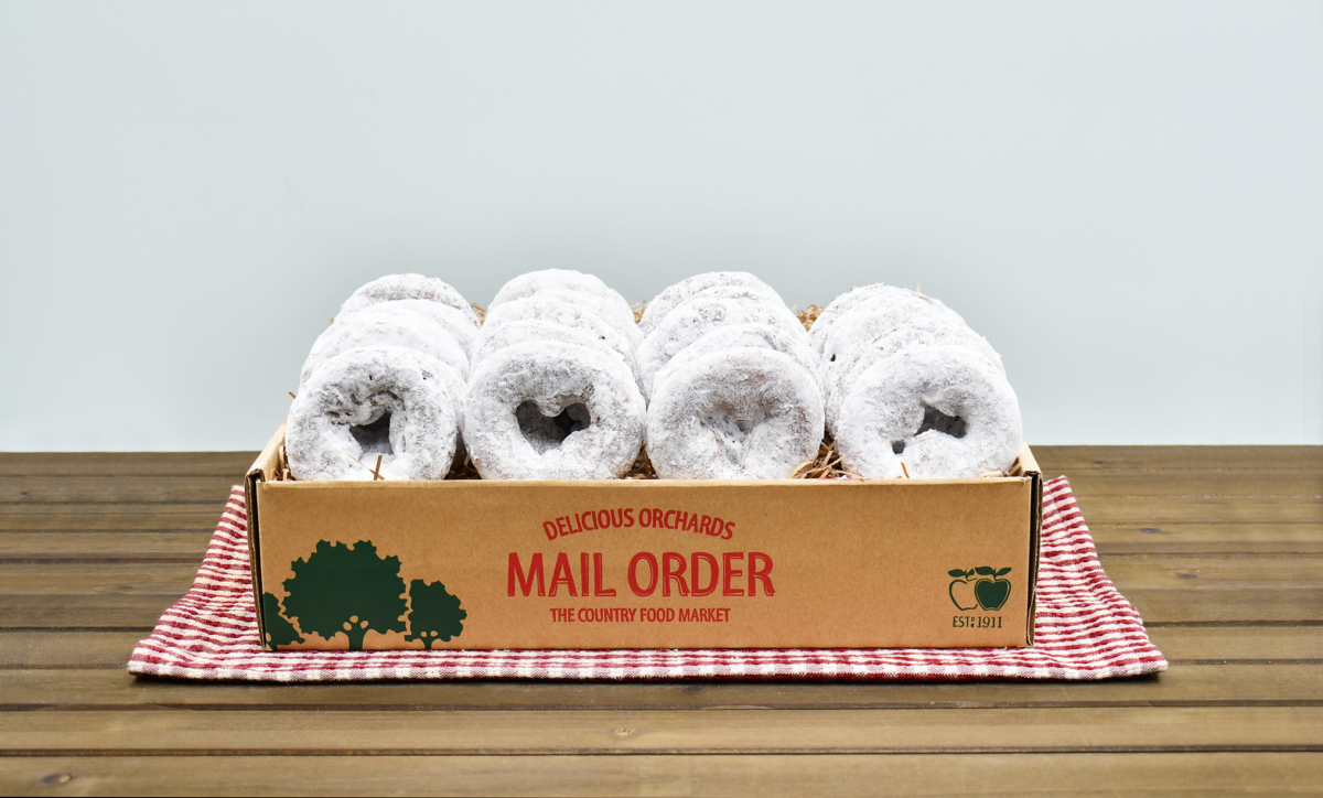 24 Powdered Sugar Apple Cider Donuts