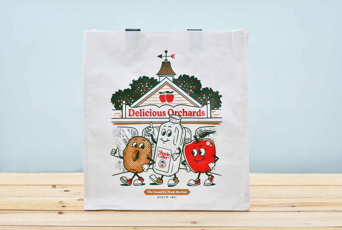 White Vintage Characters Reusable Tote Bag