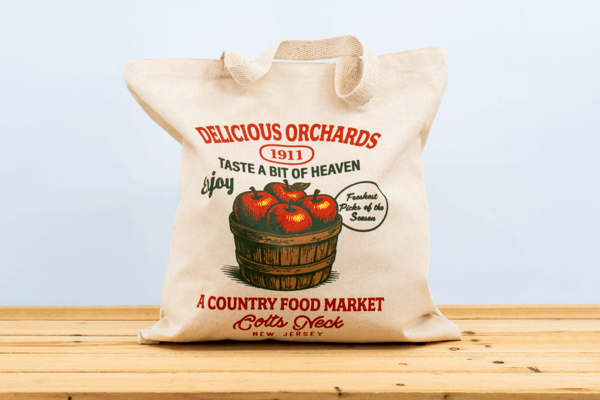 2025 Vintage Apple Cloth Tote Bag